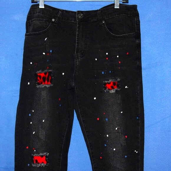Rue21 Premium Paint Splatter Distressed Jeans Black 34x34 - Picture 4 of 11